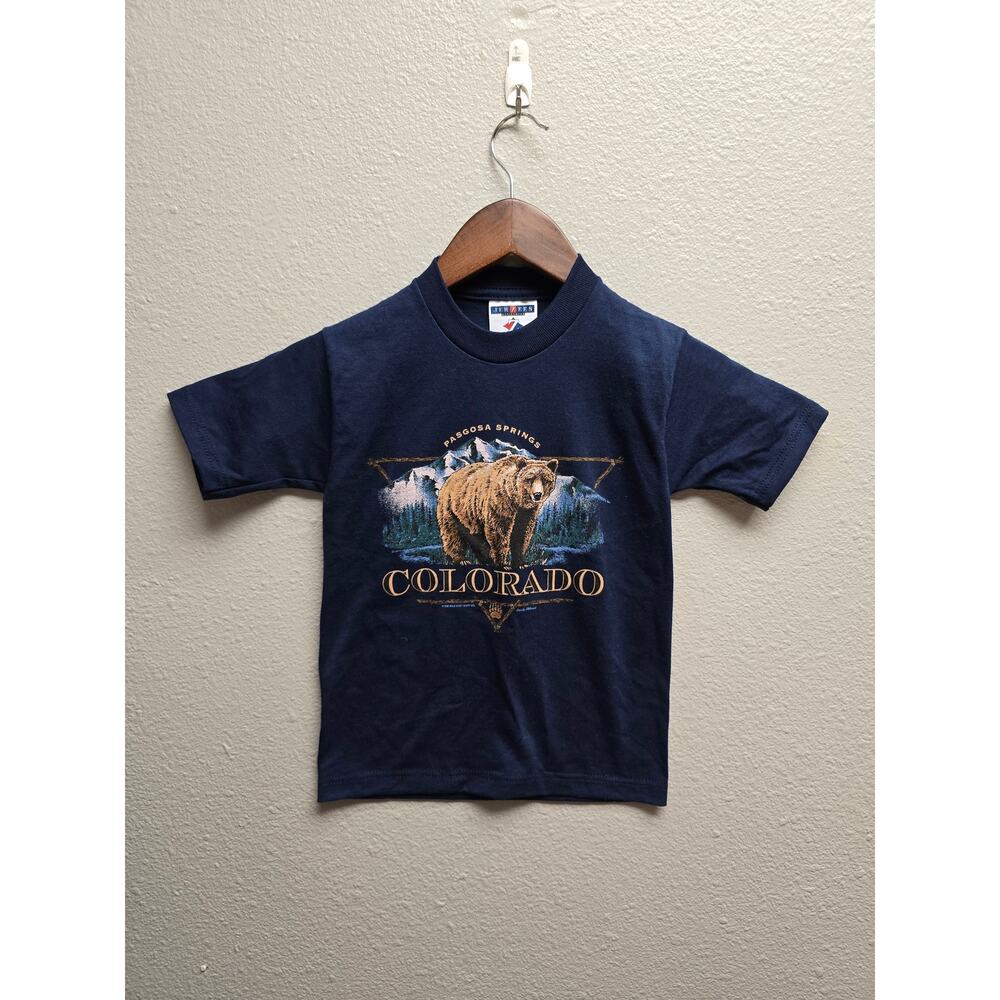 Vintage Colorado Shirt Youth Extra Small Jerzees Bear Pagosa Springs Blue Tee
